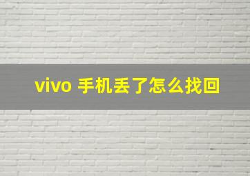 vivo 手机丢了怎么找回